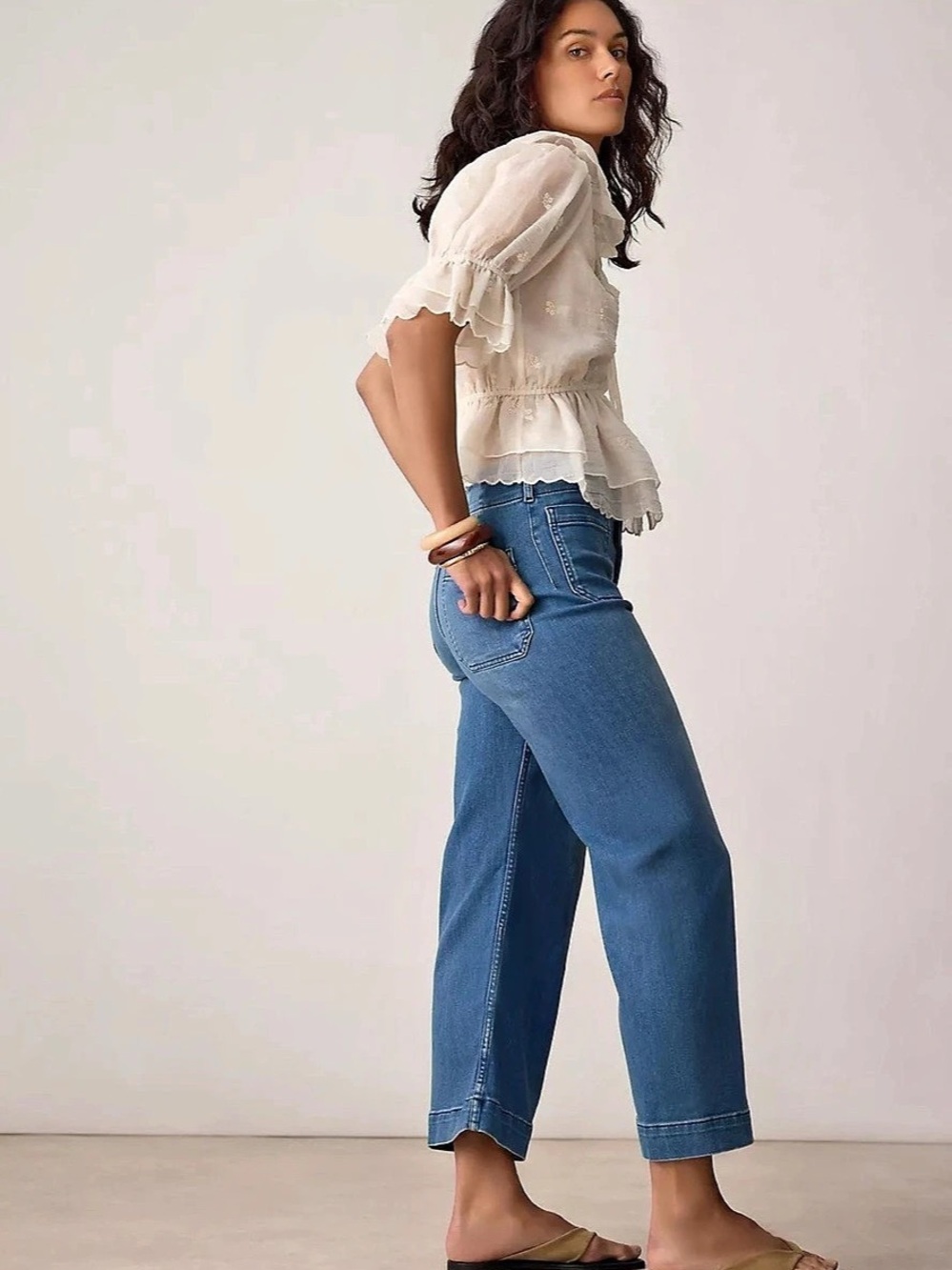 Maeve Colette High-Rise Wide-Leg Cropped Jeans, NEW - Picture 4 of 10